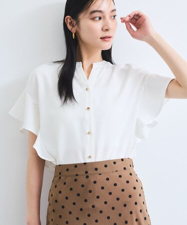 【WEB限定】フリルバンドカラースキッパーシャツ/通勤対応
