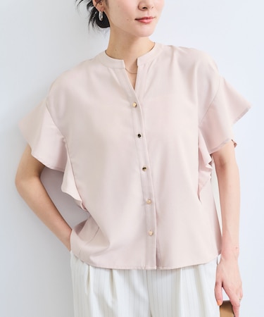 【WEB限定】フリルバンドカラースキッパーシャツ/通勤対応