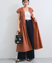 シャーリングデザインワンピース【WEB限定サイズ】