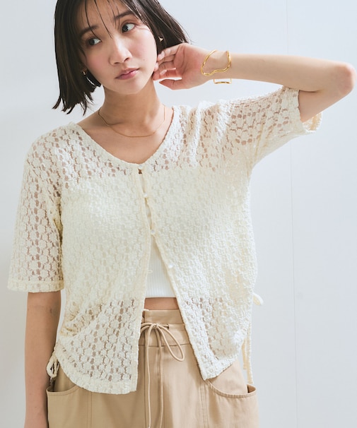 【WEB/一部店舗限定】裾サイドドロストレースカーディガン