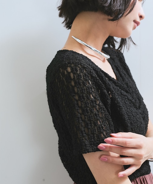 【WEB/一部店舗限定】胸ギャザーレースプルオーバー