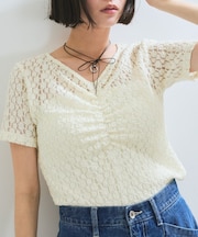 【WEB/一部店舗限定】胸ギャザーレースプルオーバー