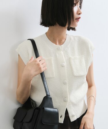 くるみ釦ニットトップスカーデ/洗える