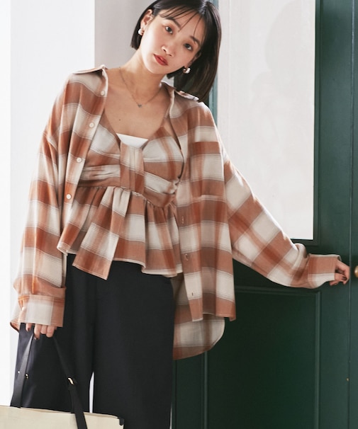 オンブレチェックオーバーシャツ