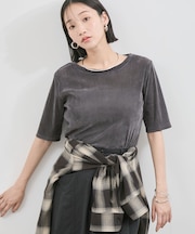 【WEB/一部店舗限定】シアーベロアハーフスリーブカットソー