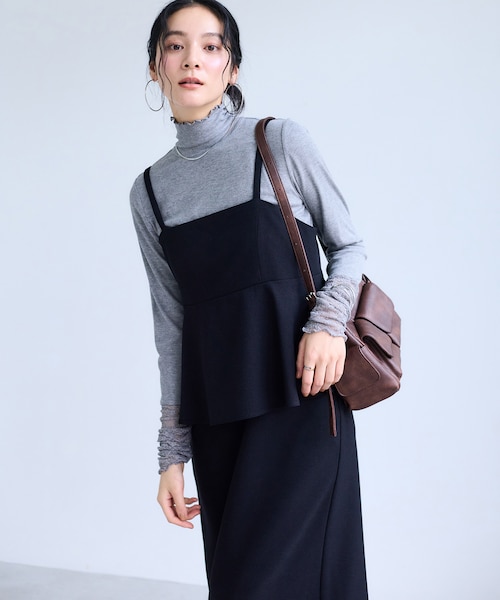 WEB限定】【美easy】ウーリッシュ ペプラム切替キャミワンピース