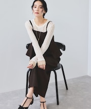 【WEB限定】【美easy】ウーリッシュ ペプラム切替キャミワンピース【洗える】