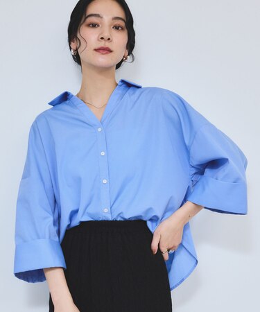 【WEB限定】スキッパーワイドスリーブシャツ/通勤対応