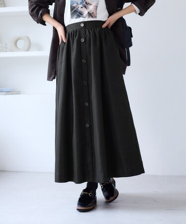 【WEB限定】フロントボタンフレアスカート