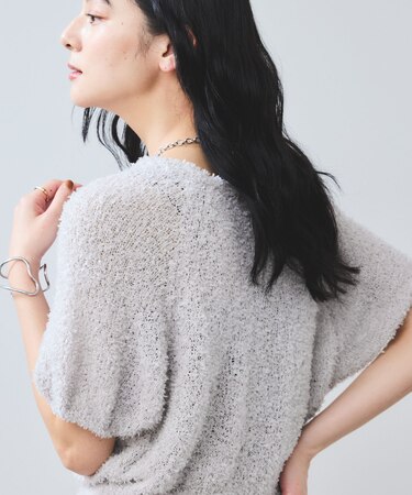 【WEB限定】リボンヤーンバルーン袖サマーニット