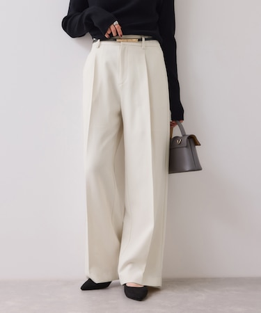 【美easy】ウーリッシュワンタックワイドパンツ【セットアップ対応/洗える】