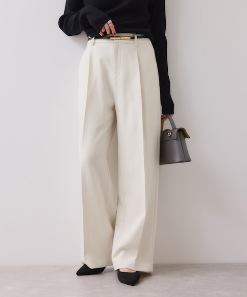 【美easy】ウーリッシュワンタックワイドパンツ【セットアップ対応/洗える】