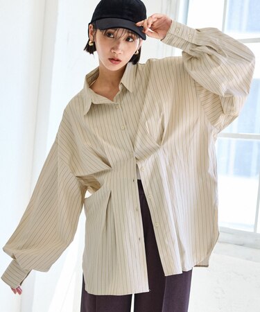 【WEB/一部店舗限定】ウエストタックオーバーサイズシャツ