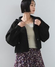 フード付きクロップドシアーシャツ