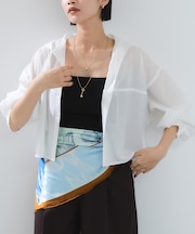 フード付きクロップドシアーシャツ