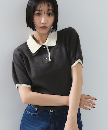 ダブルカラーポロトップス