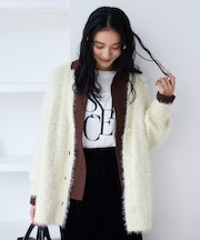 ポップコーンヤーンラメフェザーニットカーディガン/WEB限定FSサイズ