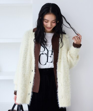 ポップコーンヤーンラメフェザーニットカーディガン/WEB限定FSサイズ