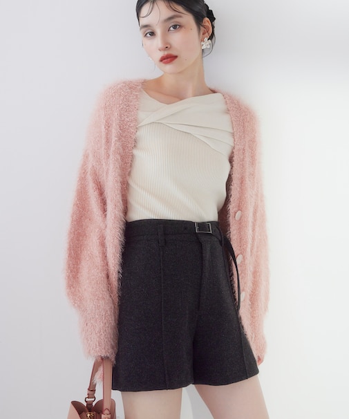 ポップコーンヤーンラメフェザーニットカーディガン/WEB限定FSサイズ