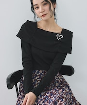 テレコオフショルダーロングスリーブプルオーバー