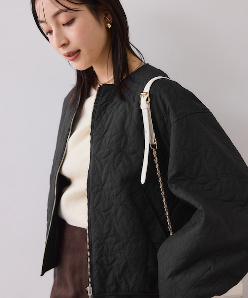 合皮パイピングキルトアソートブルゾン