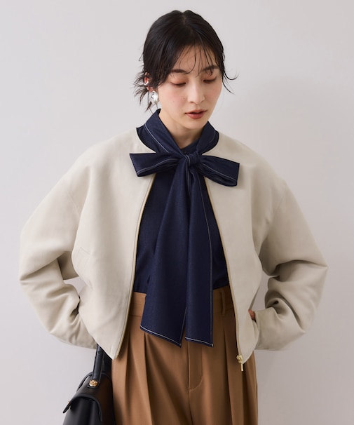 合皮パイピングキルトアソートブルゾン