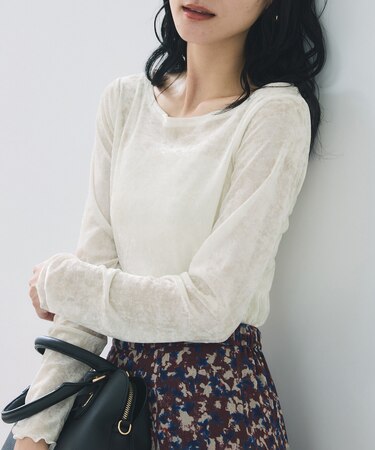 シアーベロアロングスリーブTシャツ