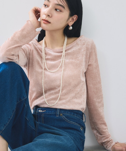 シアーベロアロングスリーブTシャツ