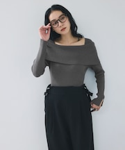 オフショルダーモチモチリブニット/好評につき再入荷
