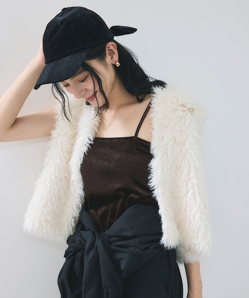 カップ付きベロアキャミソール｜ビスの通販｜&mall（アンド