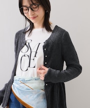 ペプラム切替モールニットカーディガン/イージーケア