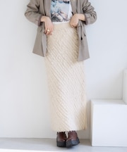 フリンジニットナロースカート