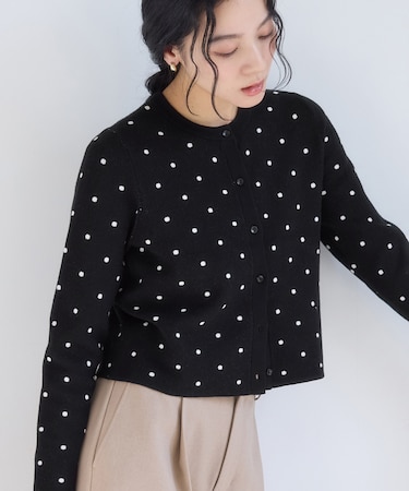ドットジャガードカーディガン