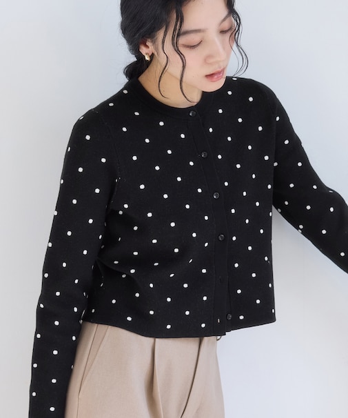 ドットジャガードカーディガン