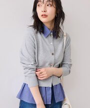 シャツレイヤード風メタルボタンカーディガン