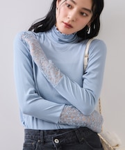 袖クシュクシュハイネックテレコインナープルオーバー/静電気防止・イージーケア