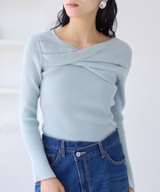 アシメねじれデザインリブニット