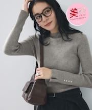 【美得】スリーブ釦アクセントリブニット/WEB限定FSサイズ・静電気防止