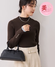 【美得】スリーブ釦アクセントリブニット/WEB限定FSサイズ・静電気防止