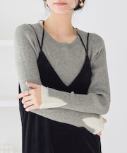 配色ダブルスリーブリブニット