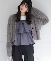 ラビットファーVネックカーディガン/イージーケア・WEB限定カラー