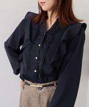 【WEB限定】スキッパーフリルデザインブラウス