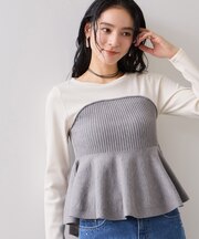 ペプラムニットドッキングプルオーバー