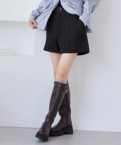 ジャージメルトンベルト付きショートパンツ