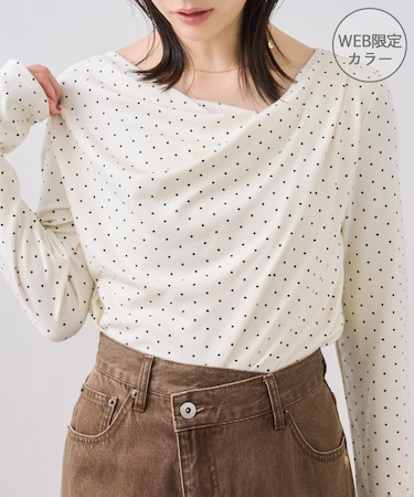 ドレープオフショルロンT/一部WEB限定カラー・イージーケア