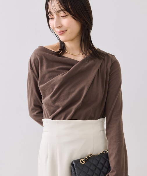 ドレープオフショルロンT/一部WEB限定カラー・イージーケア