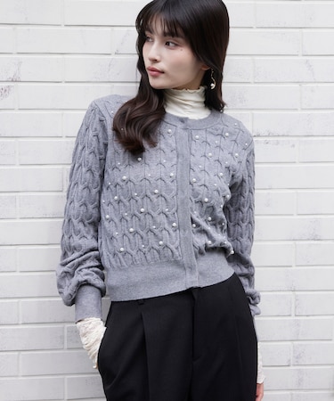 パールケーブルカーディガン