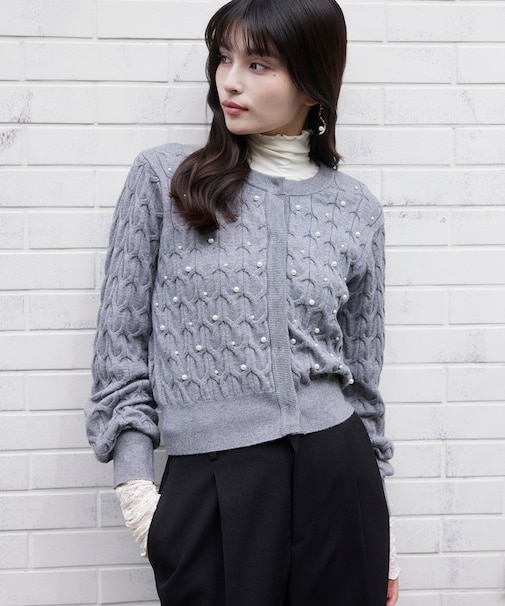 パールケーブルカーディガン