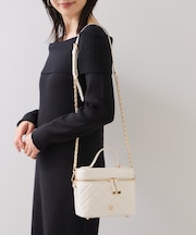 ファーハンドルキルティング&ツイードバニティバッグ/2WAY