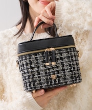 ファーハンドルキルティング＆ツイードバニティバッグ/2WAY